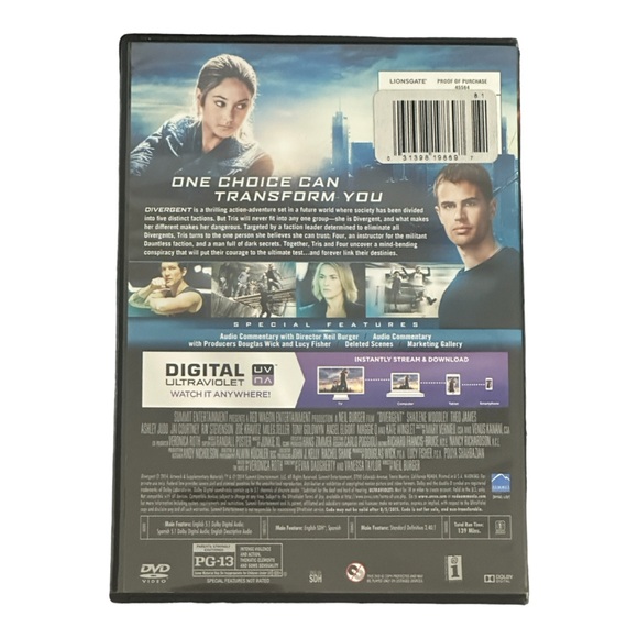 Divergent DVD Digital Original Movie Film NWT - Picture 2 of 4
